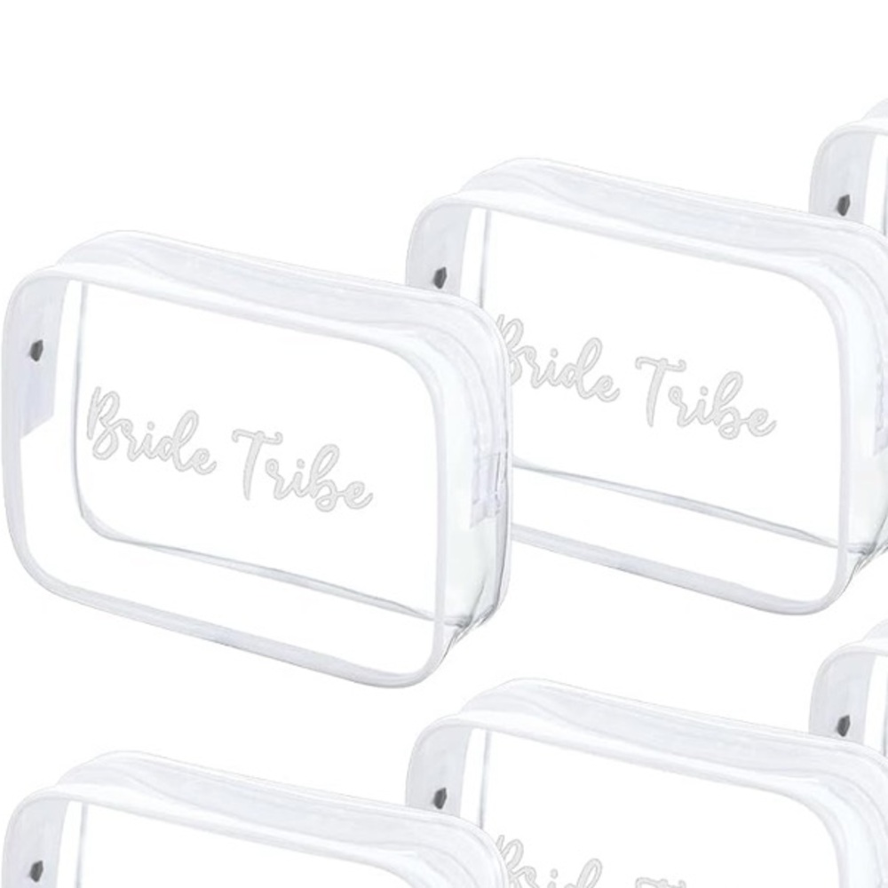 Clear 'Bride Tribe' Cosmetic Bags